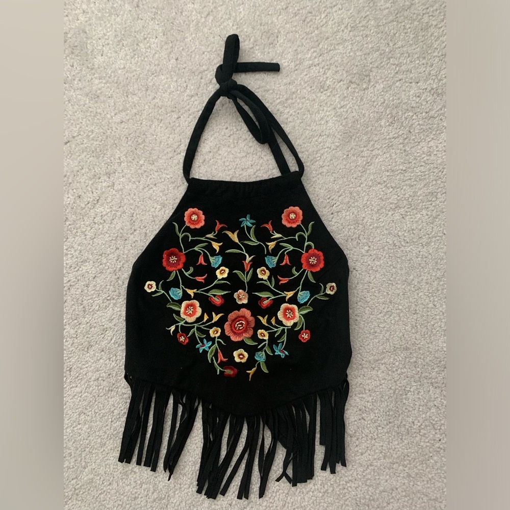 Fringe backless Halter top - Small